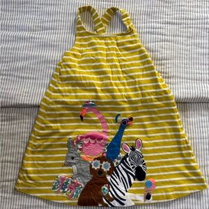 Yellow Striped Animal Print Dress